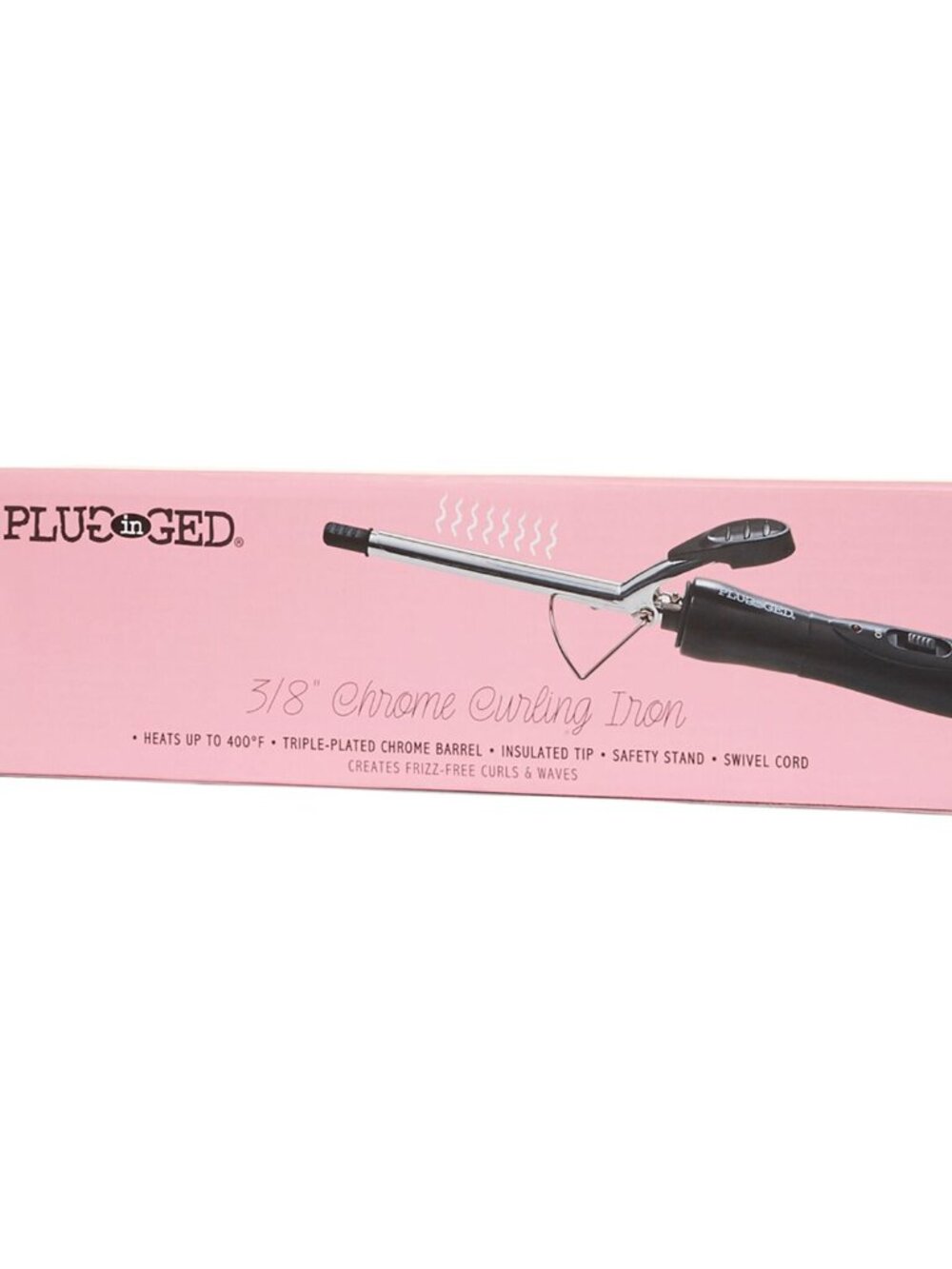 Plugged In HeatMaster Chrome Curling Iron 3/8 Inch Triple Plated Barrel Open Box